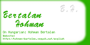 bertalan hohman business card